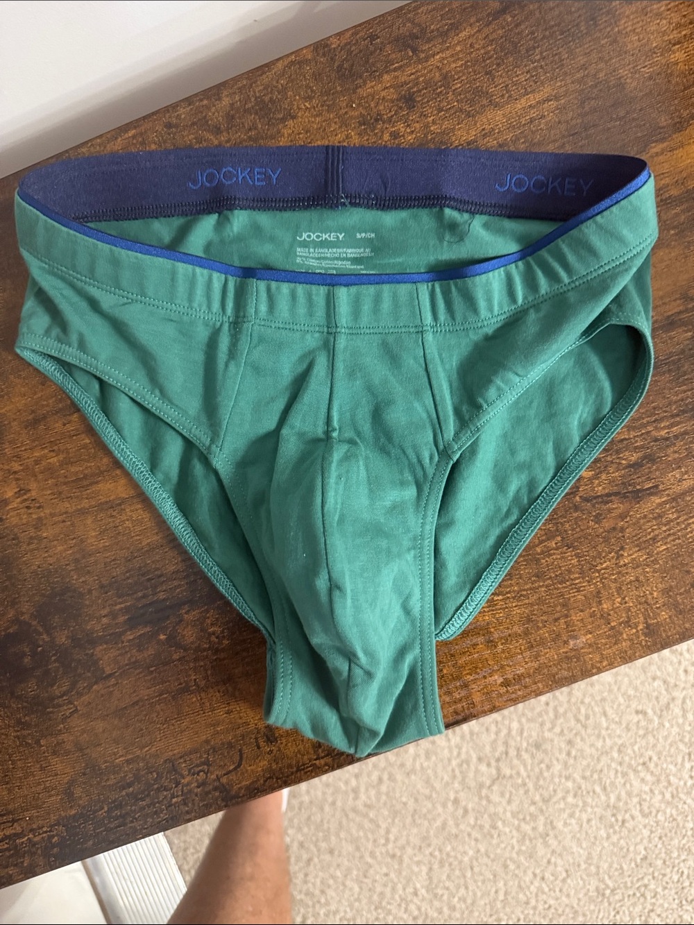 Jockey Green Men's Briefs with Blue Waistband Trim - Picture 2 of 3